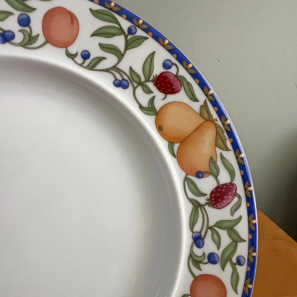 Dansk Fiance Fruits Dinner Plate 11 Inch Replacement Porcelain Fruit Vine Blue